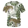 Amazon Aliexpress Cruzamento de Fronteiras Padrão de Animal e Planta Impressão 3D Verão Hip-Hop Gola Redonda Manga Curta Camiseta Venda Direta de Fábrica