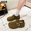 Sapatos Birkenstock genuínos de couro, com sola grossa e que aumentam a altura, para mulheres, novo modelo outono 2026, slip-on de cobertura total, mocassins