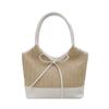 2025 Nova Bolsa de Palha de Grande Capacidade Feminina Mori Bonita Moderna Verão Tecida Ombro Tote Bag Férias à Beira-Mar Bolsa de Praia
