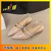 Sandalias Planas de Punta Aguda con Perlas y Pedrería para Verano 2026 Moda Versátil Cuña Exterior Zapatos Individuales Zapatos de Mujer