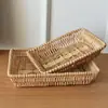Cesta de almacenamiento de ratán, cesta de mimbre de bambú, cesta de almacenamiento para platos de frutas, artículos varios, bocadillos, pan, cesta de pan para el hogar