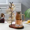 Botella de agua fría para el hogar con patrón de glaciar de aspecto elegante, gran capacidad, botella de agua de vidrio transparente, resistente a altas temperaturas, juego de botella de agua fría simple