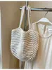 Bolso Tejido de Algodón Vintage con Hombro Nuevo Bolso de Mano de Paja Hecho a Mano a Crochet Gran Capacidad Bolsa de Playa para Vacaciones