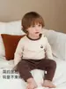 Conjunto de Ropa de Otoño para Bebé Ropa para Casa Suave Ajustado Unisex Otoño/Invierno para Niños Set de Dos Piezas Capa Base Engrosada Pijama Ropa Interior