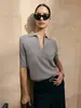 Top de punto transfronterizo, nuevo estilo de verano 2026 europeo y americano, estilo old money, cuello polo casual simple, suéter de manga corta de color liso