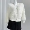 Abrigo tipo suéter de terciopelo de mink suave y delicado estilo francés para mujer, nuevo cárdigan de punto versátil con cuello, corte holgado, para otoño e invierno