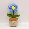 Flores de Gelo Tecidas à Mão Transfronteiriças Flores Grandes em Ponto Puff em Vaso Buquê Artificial Crocheted Decoração Fresca Pequena para Casa