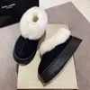 Zapatos de Algodón Cálidos con Suela Gruesa de Bizcocho para Nieve que Aumentan la Altura Zapatillas de Algodón para el Hogar de Invierno para Mujer Zapatillas de Punta Cerrada Planas de Deslizamiento