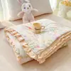 Versión Coreana 2026 Encaje Francés Estampado Floral Madre-Hijo Algodón Puro Doble Capa de Gasa Colcha de Verano Estilo Princesa Fresca Colcha Refrigerante de Verano