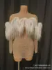 Vestido jumpsuit sexy y único para desfile de semana de la moda de cumpleaños con diseño de felpa y malla transparente