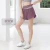 Nuevos Shorts Deportivos de Yoga para Mujer de Verano Color Block Transpirables de Secado Rápido con Bolsillo Lateral Anti-Exposición Falsos de Dos Piezas
