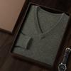 Suéter de Cachemira para Hombre con Cuello en V para Otoño e Invierno, Talla Grande, Ropa de Punto Business Casual, Suéter Base de Lana, Grueso y Cálido