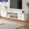 Móvel de TV para quarto e sala de estar, adequado para apartamentos pequenos, com pés de madeira, combinação de mesa de centro e móvel de TV