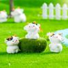 Micro-Paisaje Creativo Linda y Dulce Figurita de Vaca Pequeña Decoración de Jardinería DIY Adorno Mini para Coche Escritorio