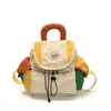 Mochila Estudiante Bloque de Color Patchwork Casual Ligera para Exteriores Montañismo Viaje Mochila Pequeña Mochila de Doble Hombro Dopamina para Niños