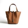 2025 Bolso Explosivo para Mujer Capa Superior Piel de Vaca Bolso Cesta de Verduras Combinable Bolso Balde Bolso de Cuero Genuino para Mujer Bolso de Mano de Alta Gama