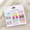 Set de Aretes Nuevo Transfronterizo Set de 15 Piezas para Mujer Pendientes de Perla Dopamina Coloridos de Alta Gama Pendientes Sencillos Venta al por Mayor