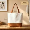 Bolsa de lona patchwork color block com estampas e logotipos personalizados, bolsa de compras grande capacidade, bolsa para presente, em estoque