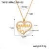 Collar de Clavícula Xinyixin Doble Capa Dopamina Piedra Natural Corazón Letra Acero Inoxidable Lujo Ligero Joyería Transfronteriza Europea y Americana