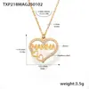 Mido Doble Capa Dopamina Piedra Natural Corazón con Letra Collar Clavícula Entrada Lujo Acero Inoxidable Joyería Transfronteriza Europea y Americana