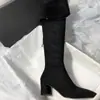 Botas altas hasta la rodilla, elásticas, ajustadas, estilo coreano, suaves y elegantes, con tacón grueso, de moda, sencillas, para mujer