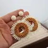 Pendientes Exagerados para Fotografía de Viaje de Verano, Pendientes Bohemios de Paja con Borlas para Mujer, Accesorios de Pendientes Estilo Vacaciones en la Costa