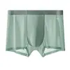 Roupa Íntima Masculina de Seda de Gelo Verão Fina Respirável Antibacteriana Virilha Confortável Cuecas Boxer Briefs Sem Costura Shorts de Quatro Cantos