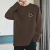Camiseta de Manga Larga de Algodón Puro de Peso Pesado 260g para Hombre Otoño e Invierno Camisa Pequeña con Cuello Redondo Camiseta de Base Holgada Moda Algodón Abrigo de Otoño