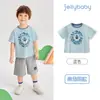 Sensación Refrescante Algodón de Seda Hielo Ropa para Niños Verano Camiseta Rayada Infantil Conjunto de Verano para Bebé Camiseta de Manga Corta para Niños de 5 Años