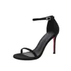 Sandalias de una sola tira para mujer, nuevo modelo verano 2026, cómodas para los pies, estilo francés, sexys y deslumbrantes, negras con suelas rojas, zapatos de tacón alto para mujer