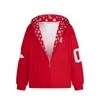 Estilo de calle, sudadera con cremallera versátil a juego para parejas, chaqueta con capucha de punto retro americano con estampado de letras