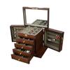 Caja de Joyería de Madera Antigua Multifuncional de Gran Capacidad con Cerradura Caja de Almacenamiento de Joyería Estilo Chino Caja para Collares y Aretes
