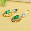Pendientes de Calcedonia Verde Emperador de Hielo Aiyu Ágata Esmalte Color Ganchos para Orejas Joyería Tendencia Nacional Venta al por Mayor S4051414L