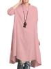 Estación Independiente de AliExpress 2024 deseo Primavera y Otoño Nuevos para Mujer Algodón y Lino Holgada Talla Grande Camisa Cuello Alto Falda Larga