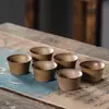 Juego de Té Retro de Cerámica Gruesa y Porcelana con Viga Elevadora, Una Tetera, Dos, Cuatro, Seis Tazas, Estufa de Carbón, Preparación de Té, Caja de Regalo para Exterior y Hogar