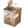 Mesita de Noche Inteligente de Madera Maciza Moderna de Gama Alta Gabinete de Cabecera para Dormitorio del Hogar Lujo Ligero Multifuncional Gabinete de Almacenamiento con Carga Inalámbrica