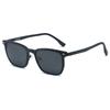 2266 Gafas de Sol Negras de Media Montura con Visión Nocturna Gafas Magnéticas Clip para Ciclismo Montura Cuadrada Miopía Negocios Set Polarizado