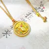 Tienda de Oro Mismo Estilo Colgante Brújula Pixiu Hueco Incrustado de Diamantes Cadena para Suéter de Cadena Dorada de Bestia Devoradora de Oro de la Fortuna Tendencia China