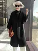 Blazer Longo Feminino Lã Dupla Face Outono/Inverno 2026 com Gola de Terno, Cor Sólida, Caimento Solto, Emagrecimento, Estilo para o Trabalho, Dupla Face, Casaco 100% Lã