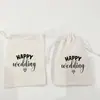 Bolsa de Cordão em Lona com Tema de Casamento Internacional Happy Wedding/Padrão Sr&Sra Bolsa de Cordão