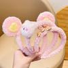 Nueva diadema para niños, antideslizante, de Corea del Sur, con horquilla para el pelo, de peluche para estudiantes, linda diadema para lavarse la cara con las orejas de niña