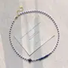 High-Quality Natural Lapis Lazuli and Man-Made Crystal Pearl Design-Forward Clavicle Chain Necklace