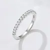 Anillo de Plata de Ley S925 de Media Luna Tachonado de Diamantes, Estilo Europeo y Americano, Simple y Versátil, Lujo Ligero, Joyería de Anillo de Circonita de Alta Gama
