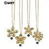 Wt-N1516 Nuevo Original Estilo Clásico con Diversos Diseños Florales e Incrustaciones de Latón Texturizado Cadena con Colgante de Perla