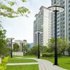 Iluminación Solar para Patio Exterior Impermeable Jardín Comunitario Villa Poste Alto Luz de Paisaje Farola Platillo Volador Súper Brillante