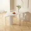 Juego de mesa y sillas de comedor de mármol blanco puro color crema, diseño moderno y minimalista, apto para apartamentos pequeños, mesa de comedor semicircular