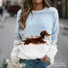 Sudadera de Manga Larga con Cuello Redondo, Corte Ajustado, Estampado Digital con Elementos Navideños Transfronterizos, 250g Franela, Nuevo 2025