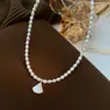 Collar con Colgante de Nácar de Agua Dulce Natural para Mujer, Cadena para Clavícula, Joyería de Cuello de Lujo Ligero de Nicho de Gama Alta