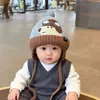 Chapéu de lã infantil fofo e espesso para homens, chapéu de puxar à prova de frio, proteção quente para as orelhas, chapéu de bebê para atividades ao ar livre no inverno, à prova de vento e adorável