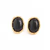 Pendientes de Resina con Piedras Preciosas Estilo Ins Retro Transfronterizos Europeos y Americanos para Mujer, Pendientes de Encaje Metálico Plegado Irregular de Moda
